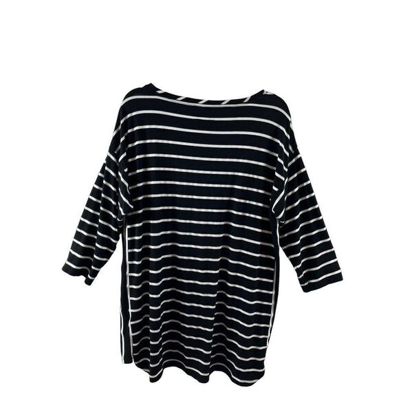 Chico's Zenergy Striped Tunic Size 2 (12/14) Black White Rayon Stretch Casual - Picture 2 of 9